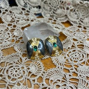 Vintage KJL for Avon Gold Tone Rectangle Post Back Earrings